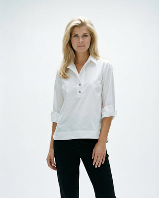 Hinson Wu Aileen 3/4 Sleeve Button Back Top Spring Colors - Planters Exchange