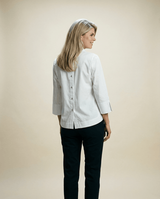 Hinson Wu Aileen 3/4 Sleeve Button Back Top Spring Colors - Planters Exchange