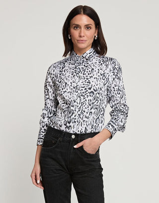 Hinson Wu Women's Shirts & Tops Hinson Wu Diane Long Sleeve Snow Leopard Sateen Print