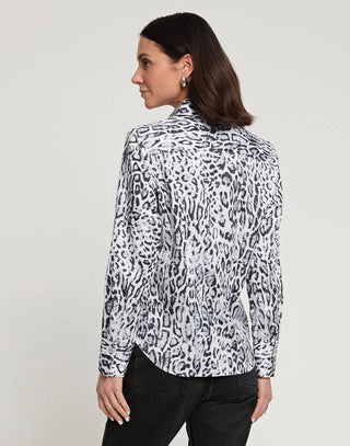 Hinson Wu Women's Shirts & Tops Hinson Wu Diane Long Sleeve Snow Leopard Sateen Print