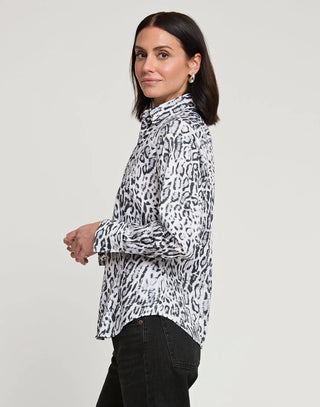 Hinson Wu Women's Shirts & Tops Hinson Wu Diane Long Sleeve Snow Leopard Sateen Print