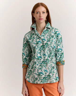 Hinson Wu Margot 3/4 Sleeve Venetian Print Shirt