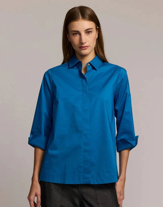 Hinson Wu Xena 3/4 Sleeve Zip Back Shirt Fall Colors