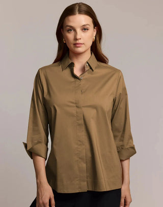 Hinson Wu Xena 3/4 Sleeve Zip Back Shirt Fall Colors