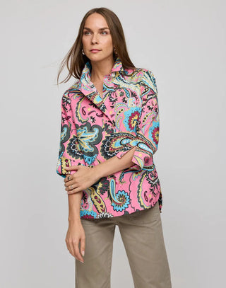 Hinson Wu Women's Shirts & Tops Pink Multi / XS Hinson Wu Charlotte 3/4 Sleeve Bohemia Paisley Print Top