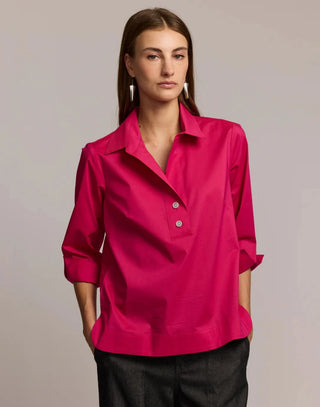 Hinson Wu Aileen 3/4 Sleeve Button Back Top Fall Colors