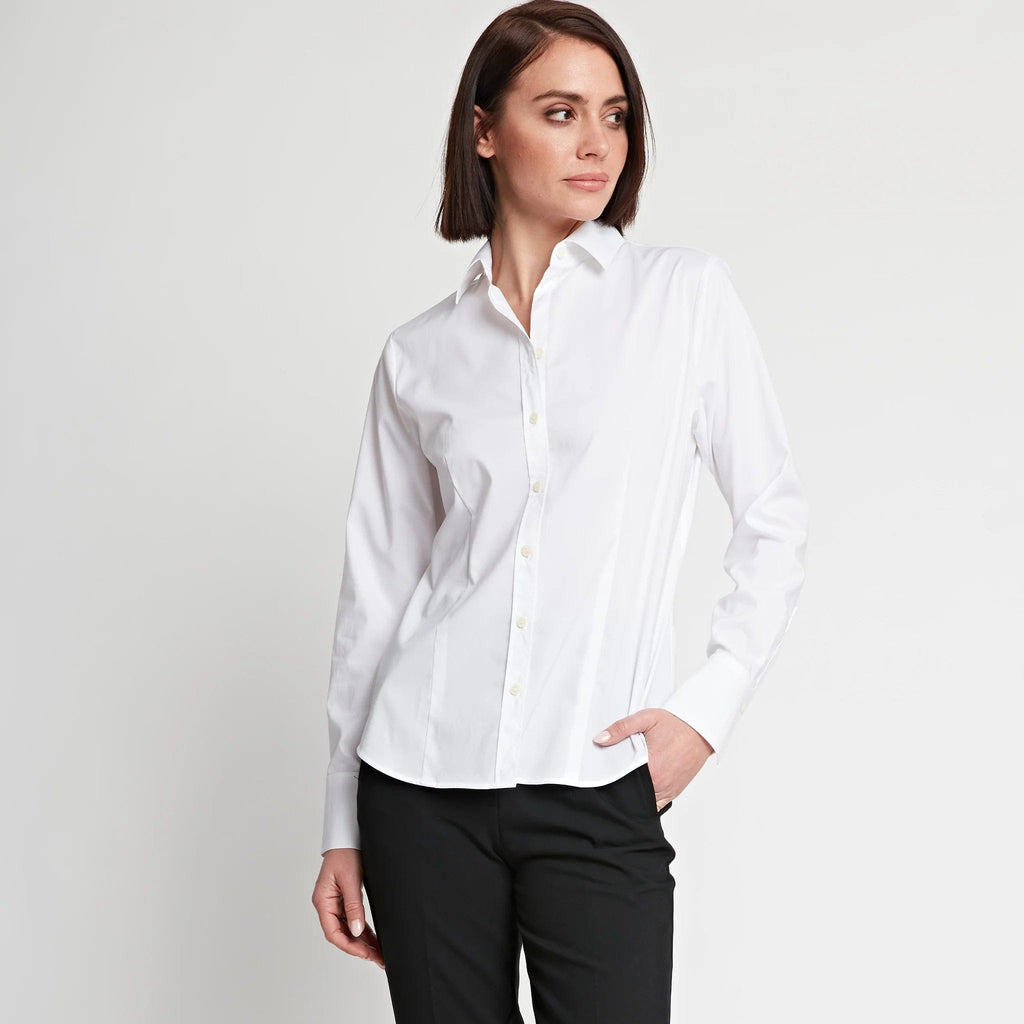 Hinson Wu Women's Shirts & Tops White / 4 Diane Long Sleeve Cotton Fitted Shirt