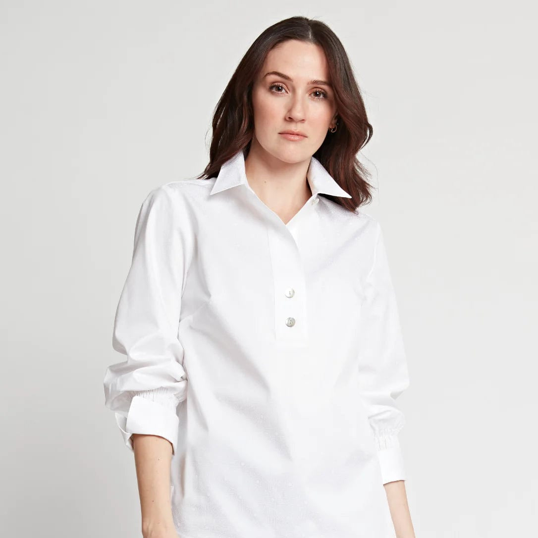 Hinson Wu Women's Shirts & Tops White / Extra Small Hinson Wu Morgan Long Sleeve Lace Tile Print Shirt
