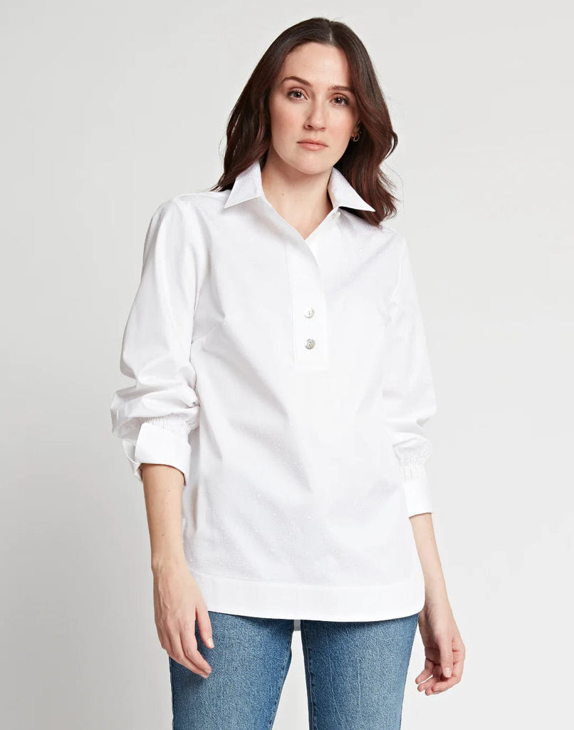 Hinson Wu Women's Shirts & Tops White / Extra Small Hinson Wu Morgan Long Sleeve Lace Tile Print Shirt