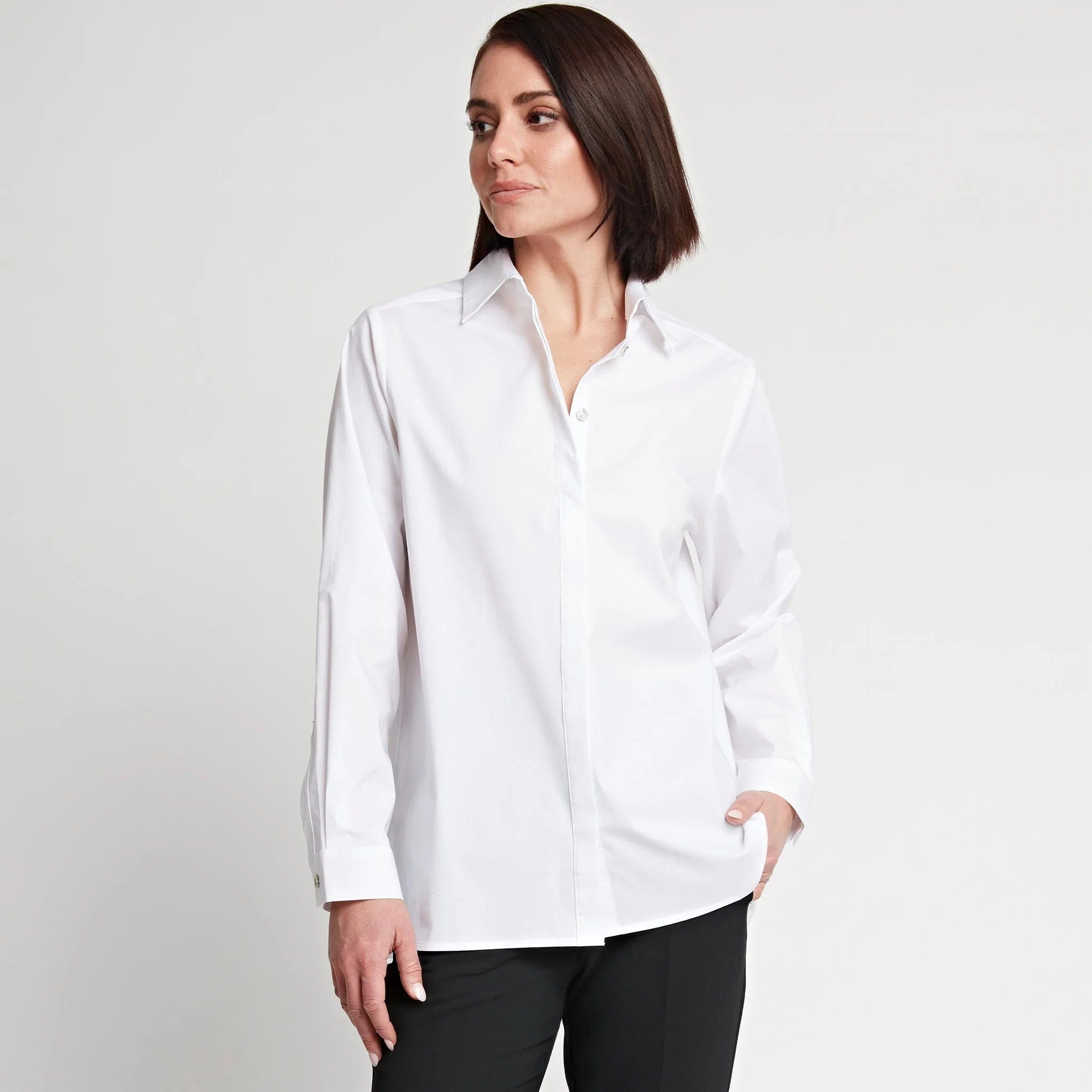 Hinson Wu Women's Shirts & Tops Sara Long Sleeve Pleated Back Cotton Shirt