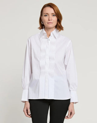 Hinson Wu Women's Shirts & Tops White / XS Hinson Wu Lilith Long Sleeve Pleated Placket Shirt