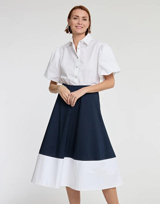 Hinson Wu Women's Skirts Navy/White / XS Hinson Wu Gloria Colorblock Skirt