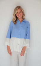ILinen Women's Shirts & Tops Periwinkle/White / Small Classic Button Down Periwinkle/White