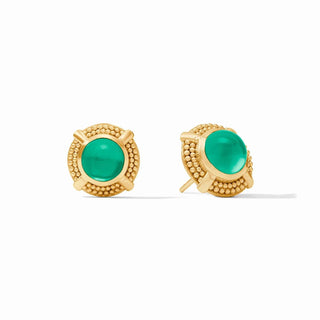 Julie Vos Earrings Julie Vos Cabochon Stud - Iridescent Emerald Green