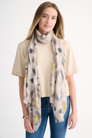 Kinross Painted Leopard Print Scarf in Agate Multi
