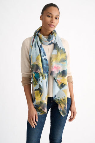 Kinross Highland Blooms Print Scarf in Horizon Multi