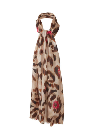 Kinross Painted Leopard Print Scarf