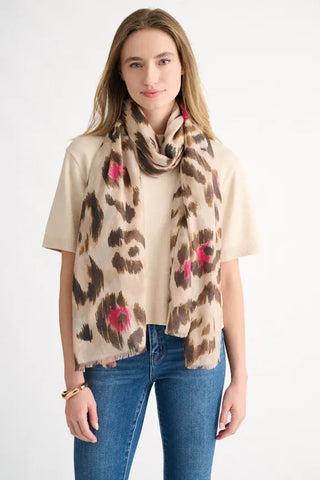 Kinross Painted Leopard Print Scarf