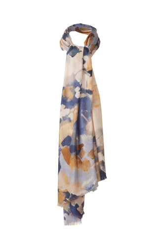 Kinross Abstract Print Scarf in Navy Multi, flat