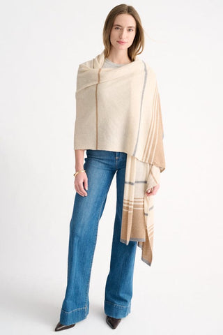 Kinross Colorblock Travel Wrap in Sandstone Multi