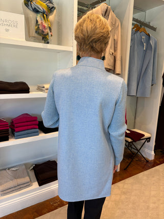 Kinross Rib Sleeve Coat Kinross horizon blue from back view