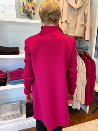 Kinross Rib Sleeve Coat Kinross in cranberry from back