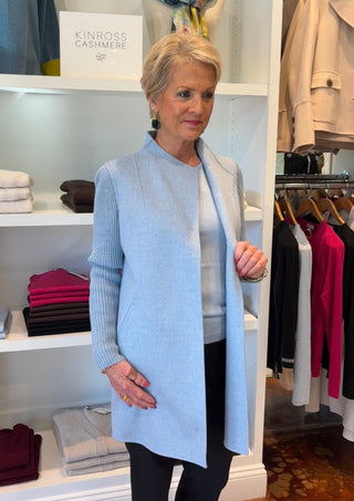 Kinross Rib Sleeve Coat Horizon blue
