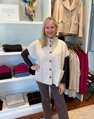 Kinross S/L Button Mock Cardigan Kinross
