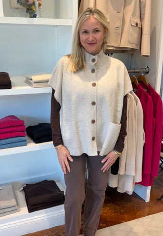 Kinross S/L Button Mock Cardigan Kinross