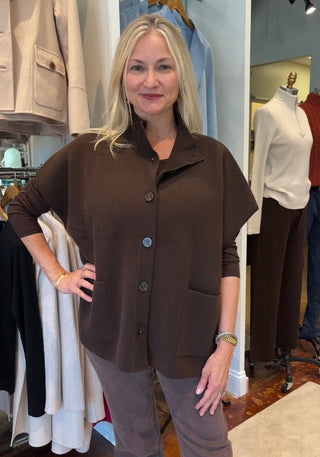 Kinross S/L Button Mock Cardigan Kinross