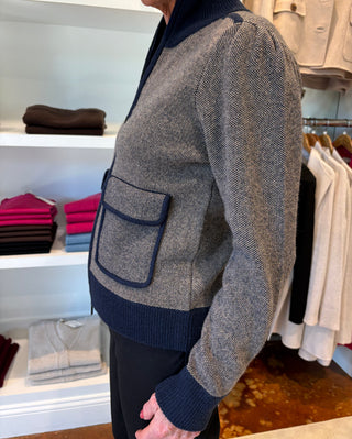 Kinross Tweed Zip Mock Cardigan Kinross