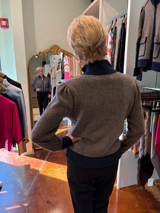 Kinross Tweed Zip Mock Cardigan Kinross