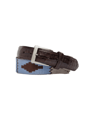 PMD-55 Brown Alligator Belt with Blue & Brown Weave
