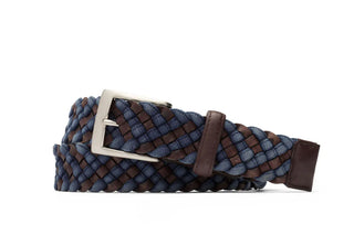 Kleinberg - Leather & Cloth Braided Belt - Blue