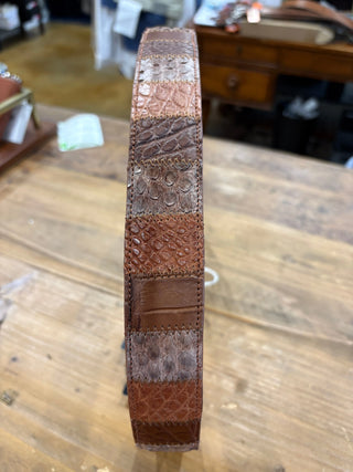 Kleinberg Men's Matte Aligator Patchwork Belt Kleinberg