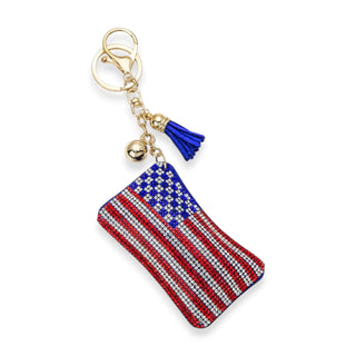 American Flag Rhinestone Bag Charm