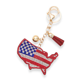 Rhinestone USA Map Bag Charm