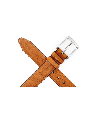 PMD-44 tan leather belt with silver buckle