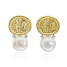 Mazza Earrings Mazza Gold Chariot Cameo Pearl, .20ct Diamond Clip Earring