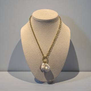 Mazza 14k Cable Chain with Charm Circle Lock