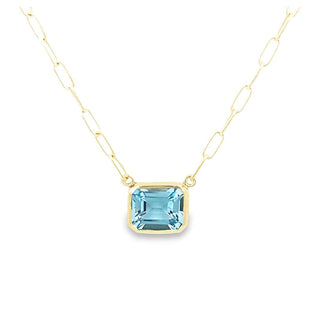 Mazza Necklace Mazza Paperclip Necklace with Blue Topaz