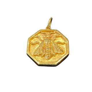 Mazza Pendants Lg Octagon 14kt Gold Bee Charm