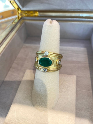 Mazza Rings Green Mazza 18k Emerald and Diamond Ring