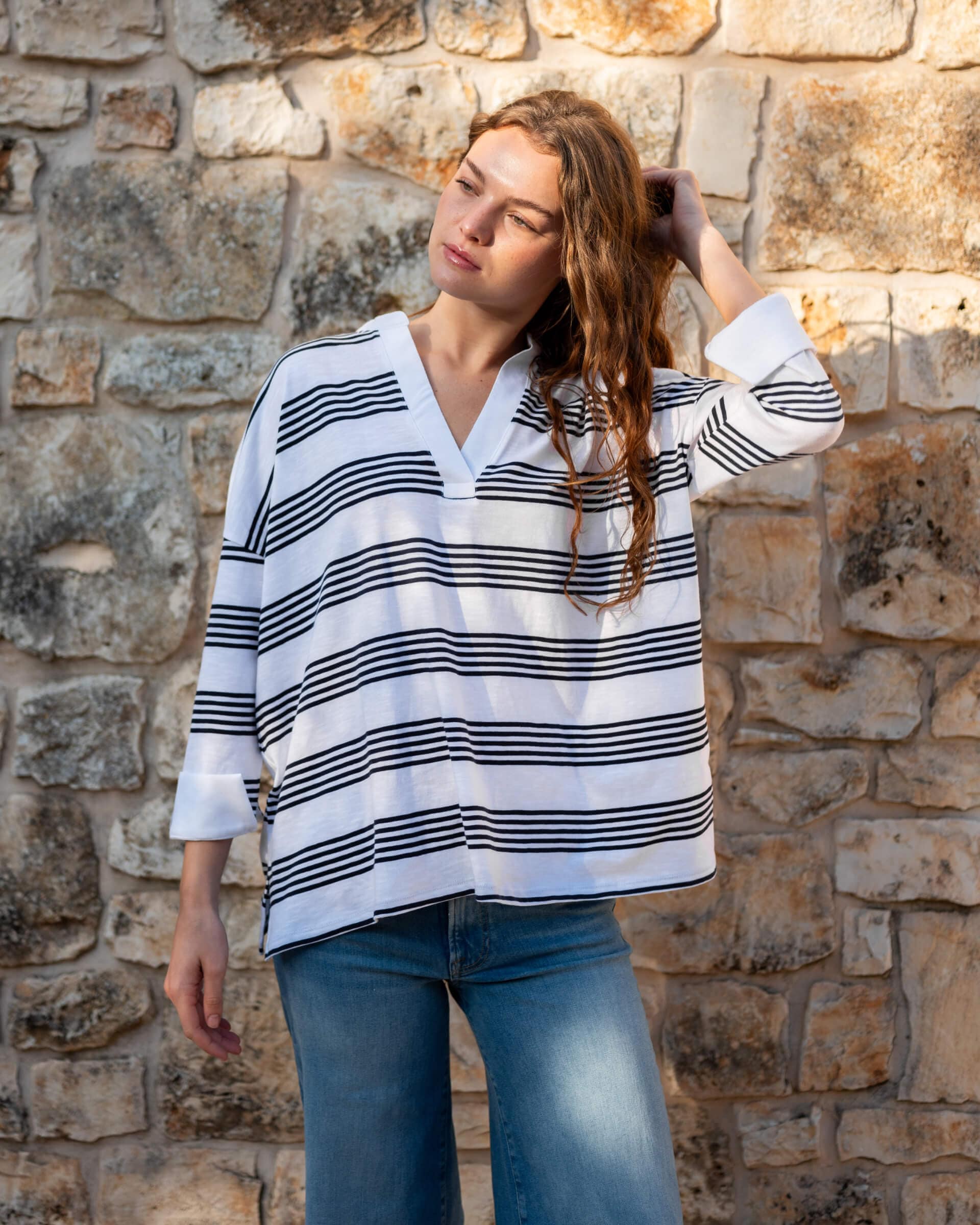 Mersea Women's Shirts & Tops Striped Navy / O/S Mersea Amelia Cuff Tee