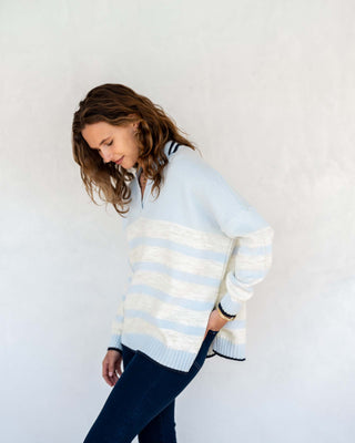 Mersea Women's Sweaters Sky/Sea Salt / O/S Mersea Marina Polo Sweater