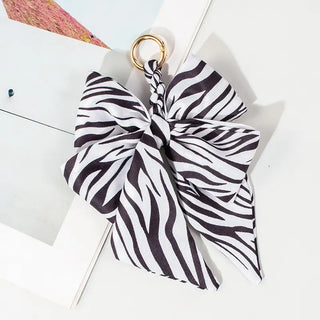 Bow Scarf Bag Charm Black/White