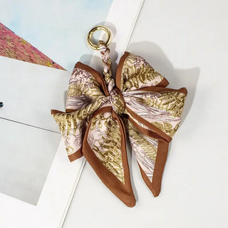 Bow Scarf Bag Charm Brown