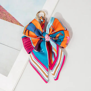 Bow Scarf Bag Charm Pink/Orange