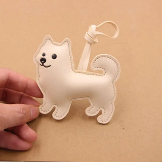 Leather Doggy Bag Charm White