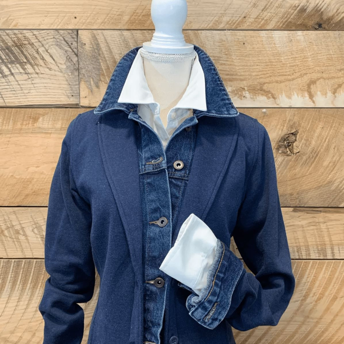 Pearly Vine Women's Jackets Denim/Navy / Extra Small Pearly Vine Lucy Sweatshirt Denim Blazer